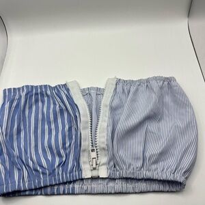 Striped Blue and White Strapless Tube Top